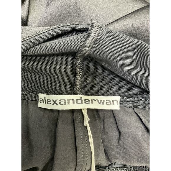 Alexander Wang Black Silk Mesh-Paneled Charmeuse Wide-Leg Pants Size M - NWT - Picture 4 of 5